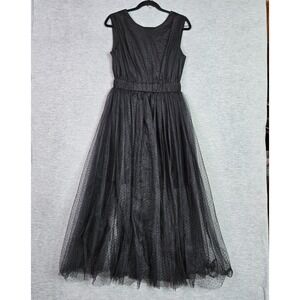 Zara Womens Size M Black Dotted Tulle Mesh Party Balletcore Dress